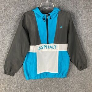 Asphalt Windbreaker Jacket Men's‎ Small 1/2 Zip Hooded 100% Polyester Adults S
